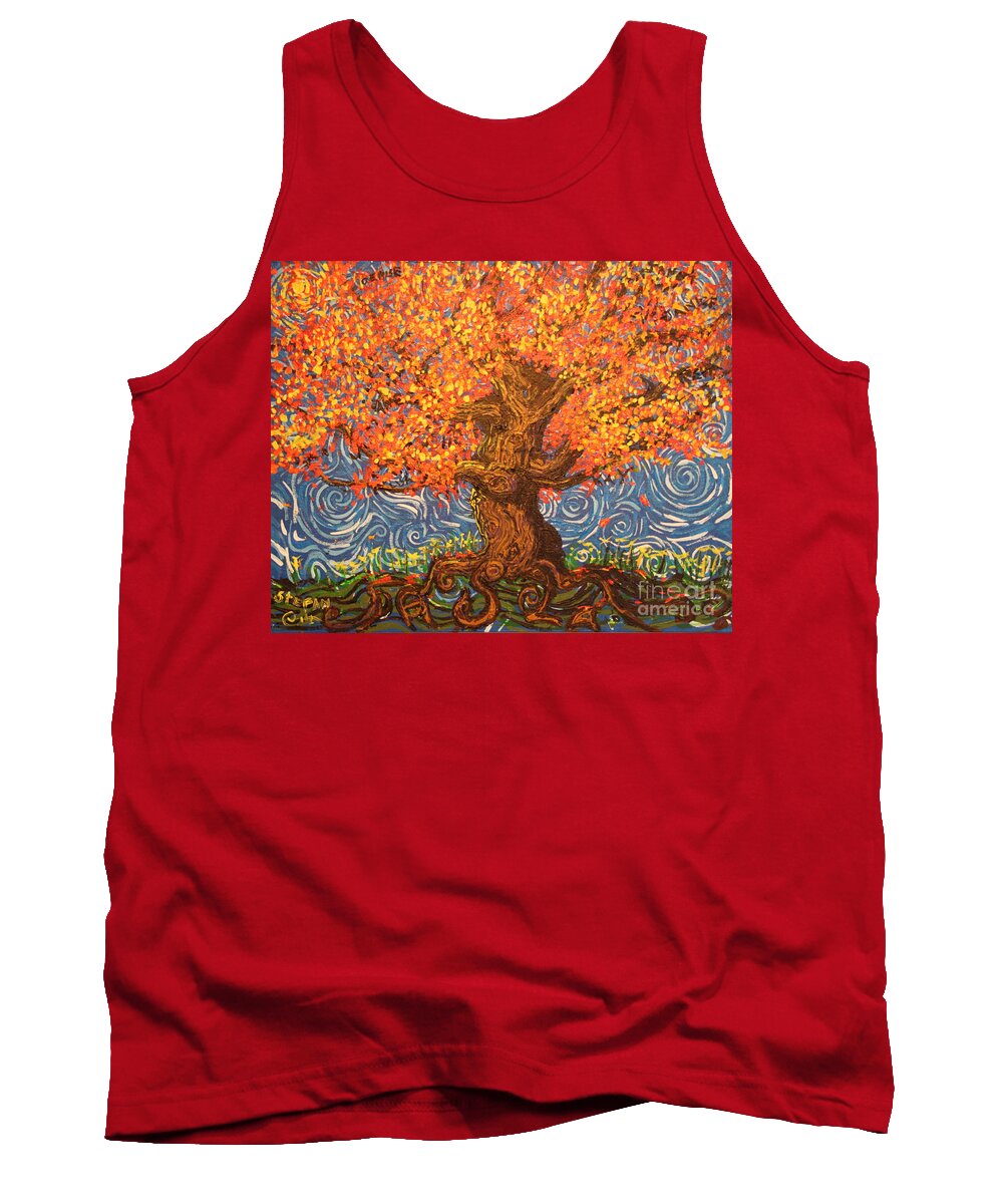 Impressionism Tank Top featuring the painting Healthy at Home Tree by Stefan Duncan