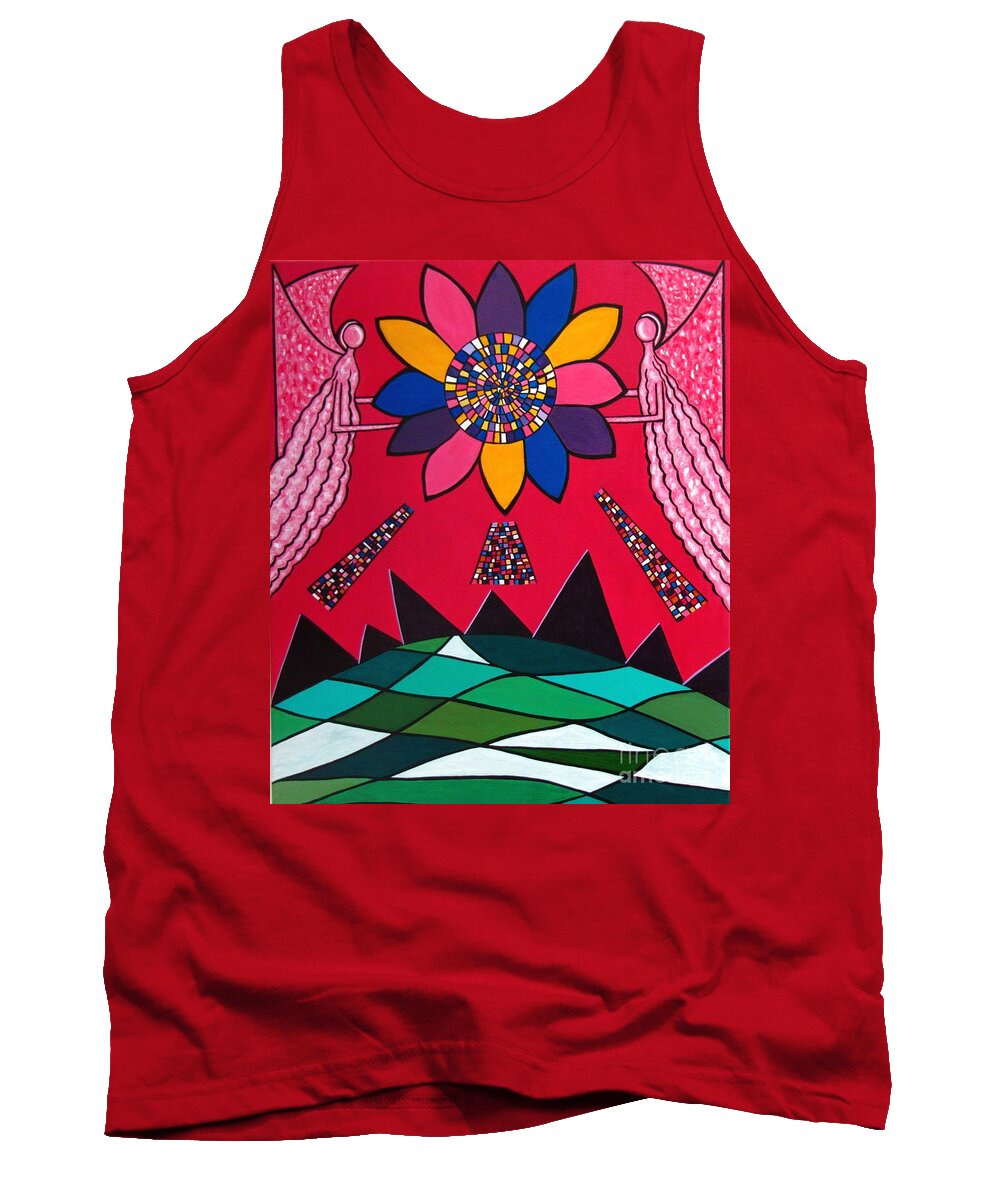 Angel Tank Top featuring the painting Here comes the sun 11 by Sandra Marie Adams