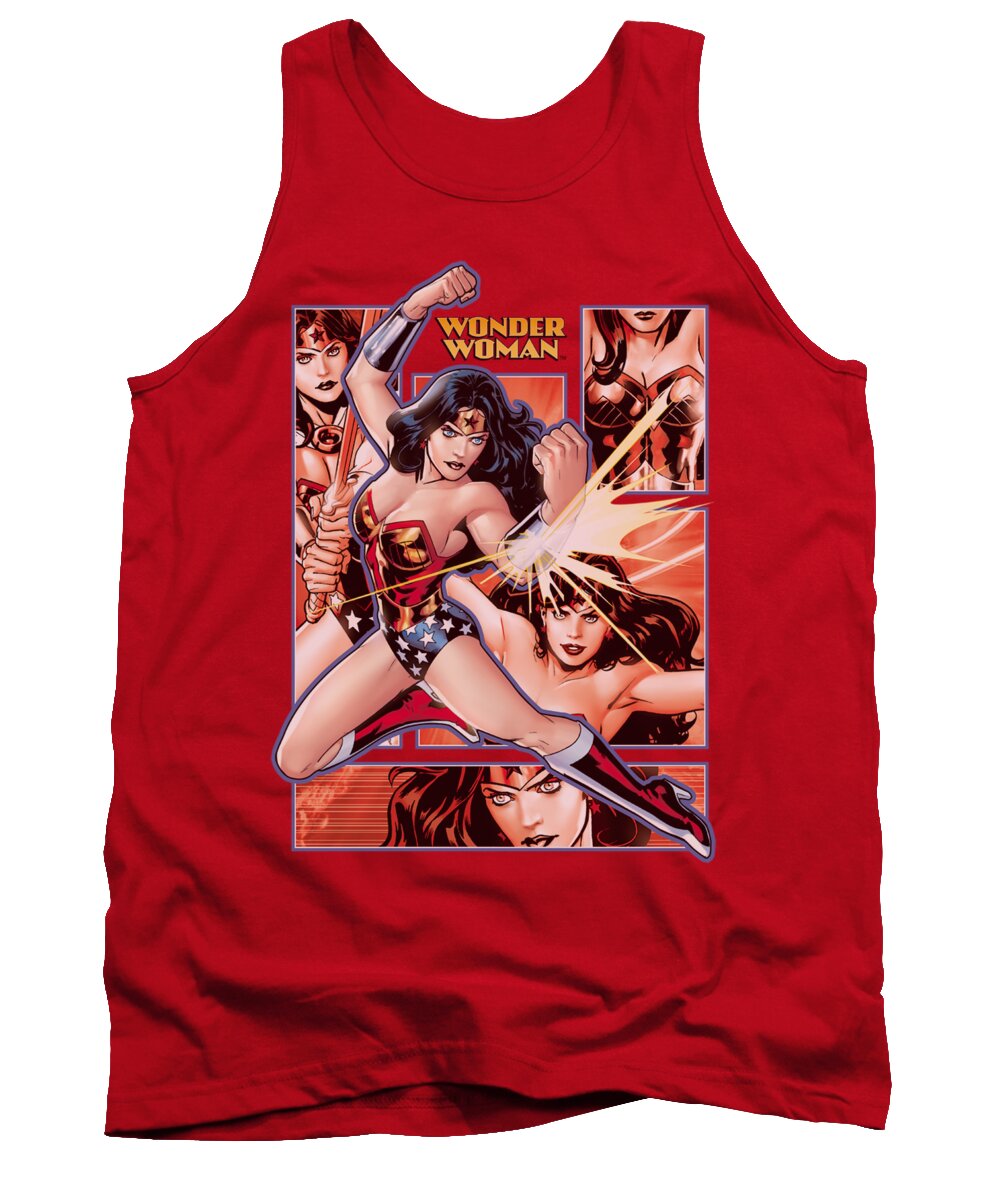Justice League Of America Tank Top featuring the digital art Jla - Wonder Woman Panels by Brand A