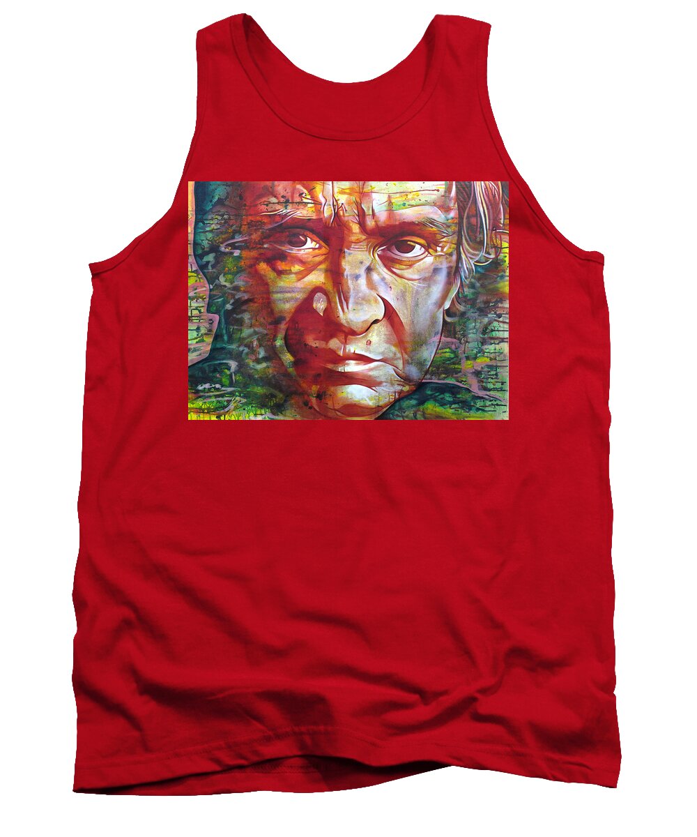 Johnny Cash Tank Top featuring the painting Johnny Cash by Joshua Morton