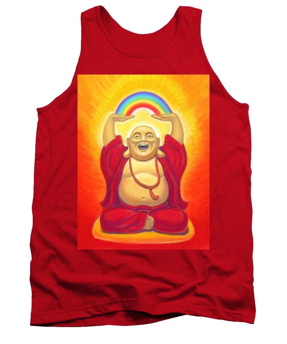 Buddha Tank Top featuring the pastel Laughing Rainbow Buddha by Sue Halstenberg