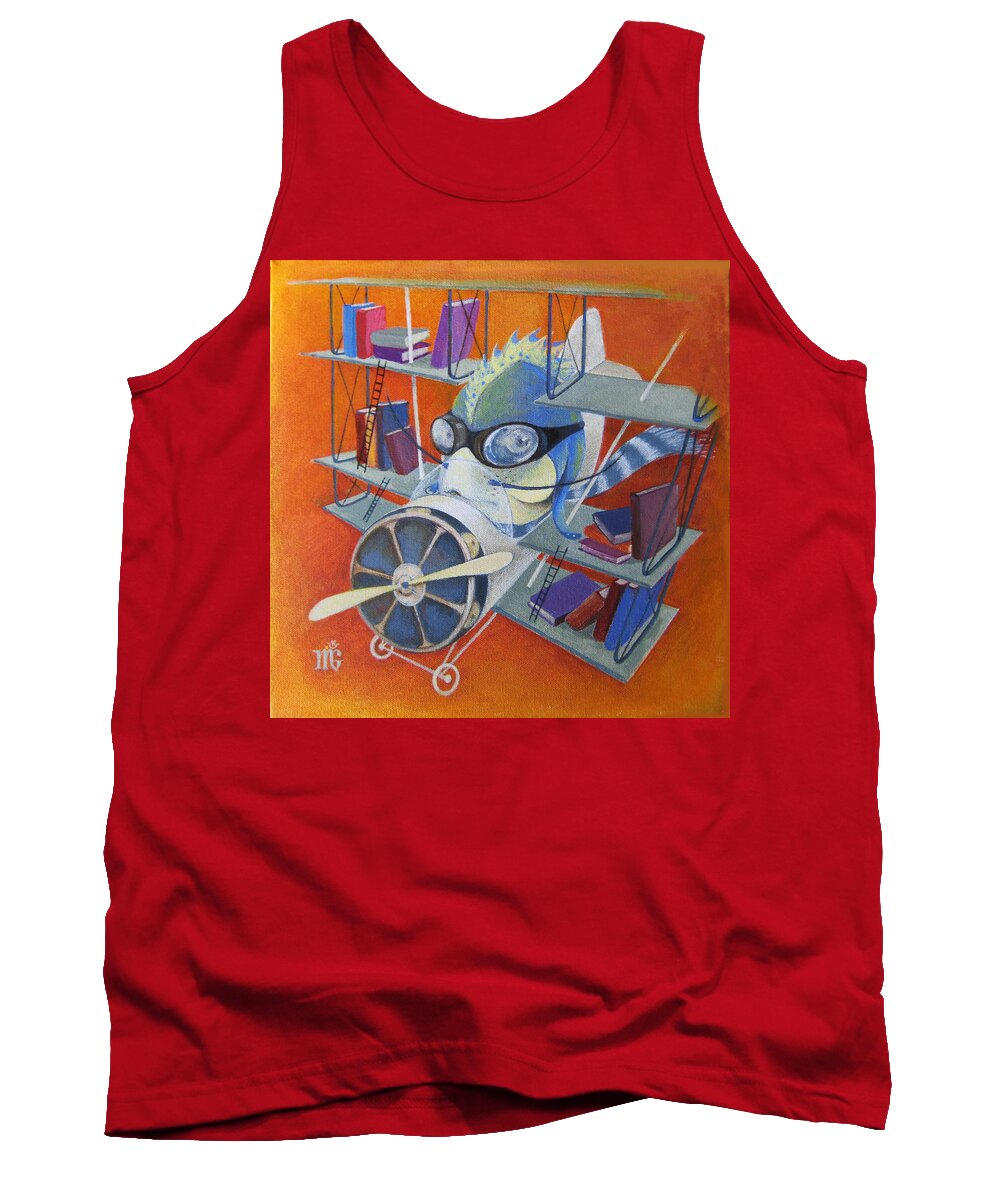 Fish Tank Top featuring the painting Librarian Pilot by Marina Gnetetsky