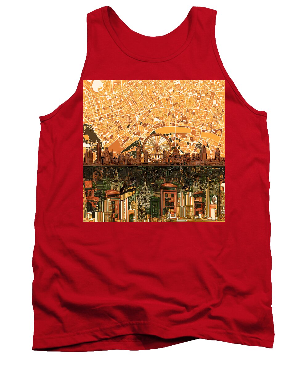 London Tank Top featuring the painting London Skyline Abstract 7 by Bekim M