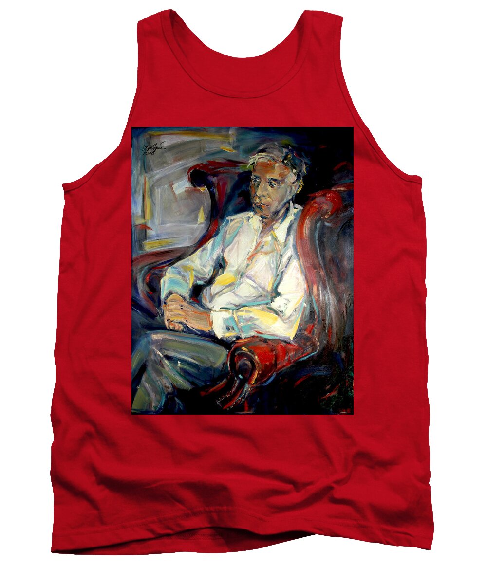 Portrait Tank Top featuring the painting Lost in thought by Zofia Kijak