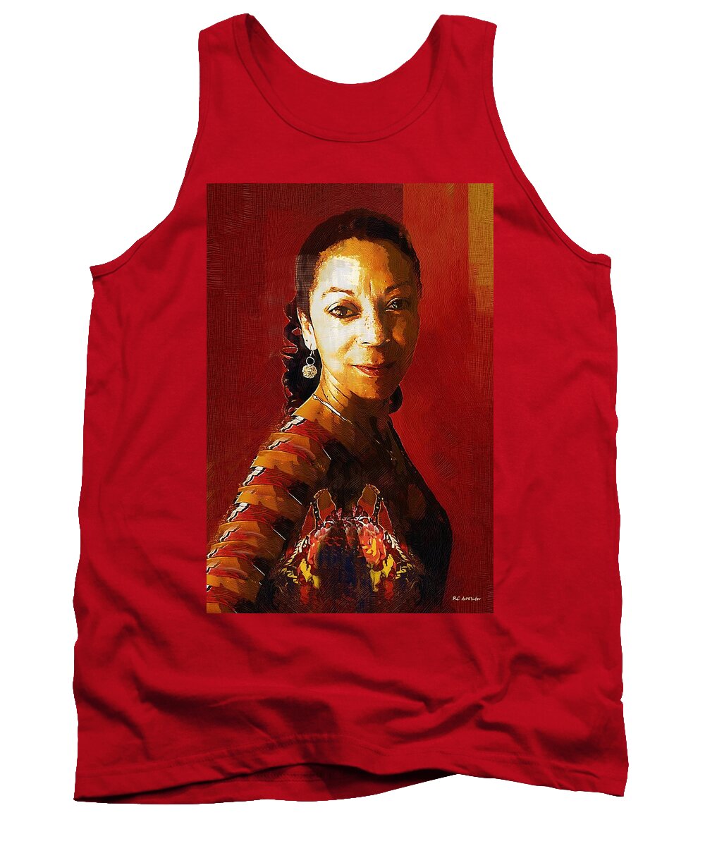 Portrait Tank Top featuring the painting Madame Exotic by RC DeWinter