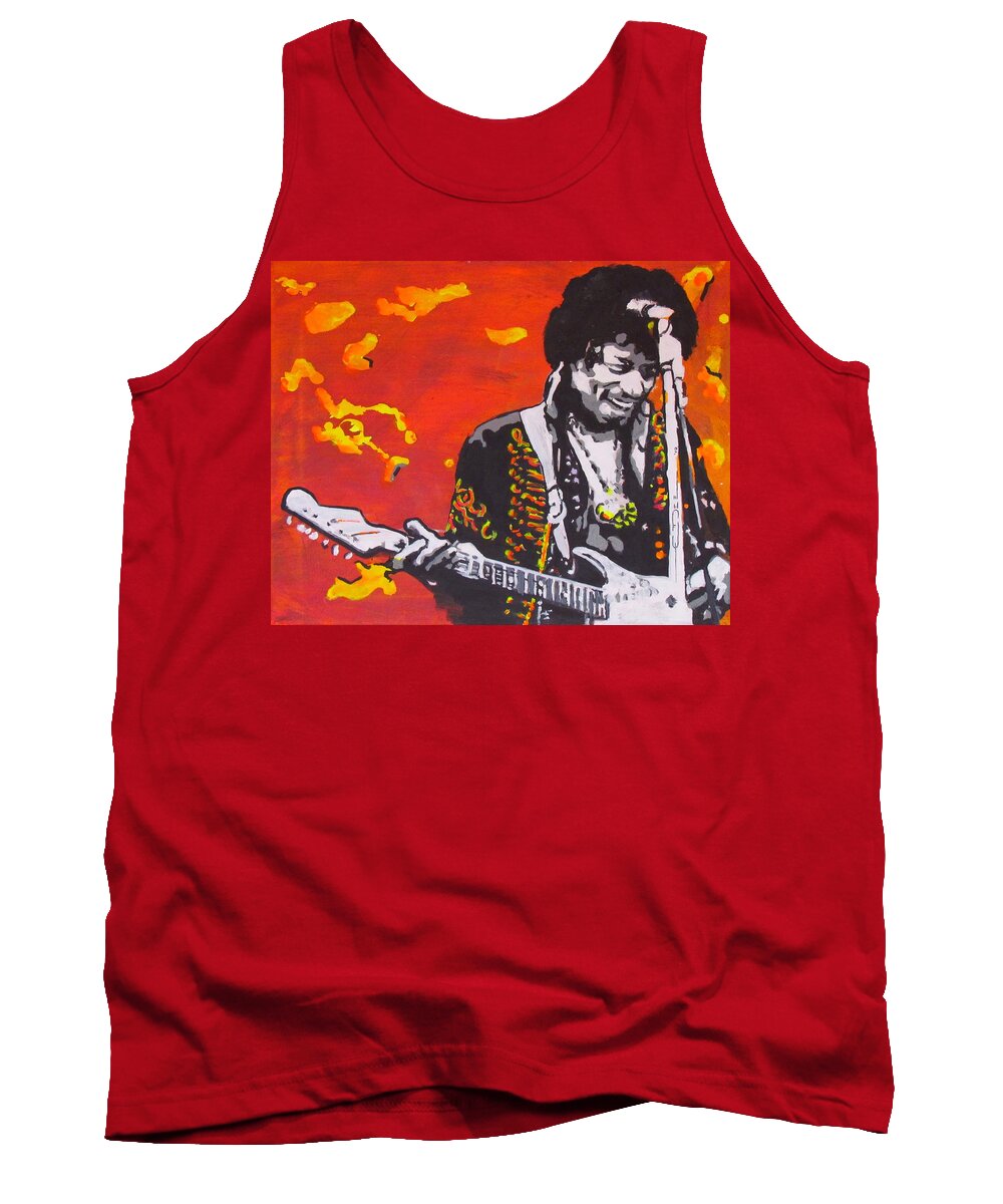 Jimi Hendrix Tank Top featuring the painting Marmalade Skies by Eric Dee