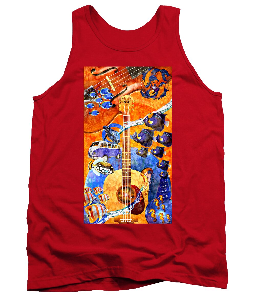 Bold Tank Top featuring the painting Melodies and Sunset Seas by Ally White