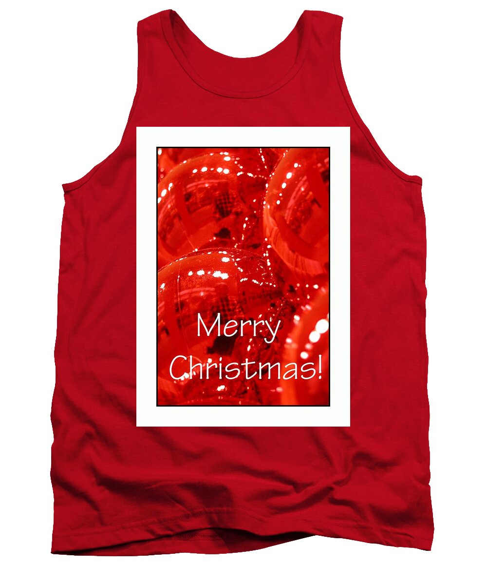 Celebrate Tank Top featuring the photograph Merry Christmas Red 5607 by Jerry Sodorff
