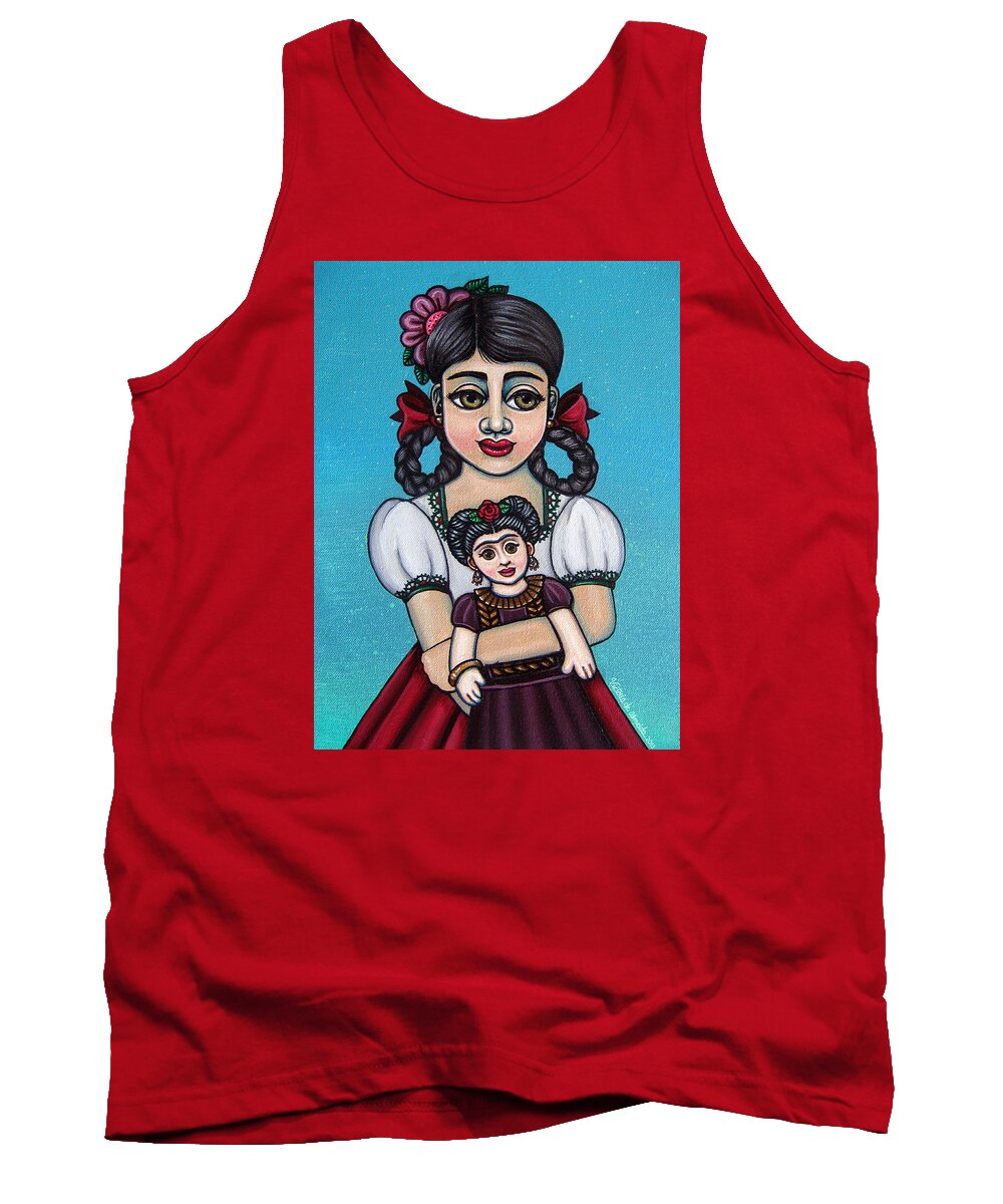 Frida Tank Top featuring the painting Missy Holding Frida by Victoria De Almeida