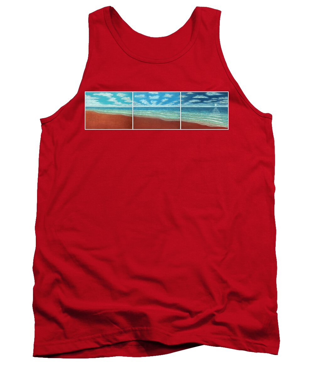 Moonset Tank Top featuring the pastel Moonset Triptych by Michael Heikkinen