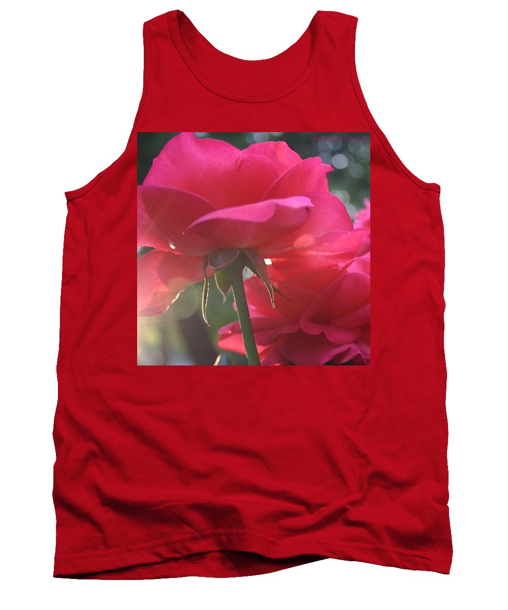 Floral Tank Top featuring the photograph Natural Beauty LadyBird Red Rose by Anna Porter