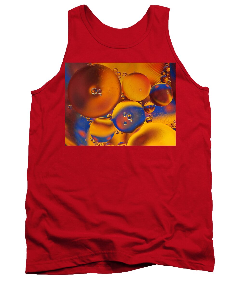 Oil And Water Tank Top featuring the photograph Oil and Water Abstract Geometric by Liz Mackney