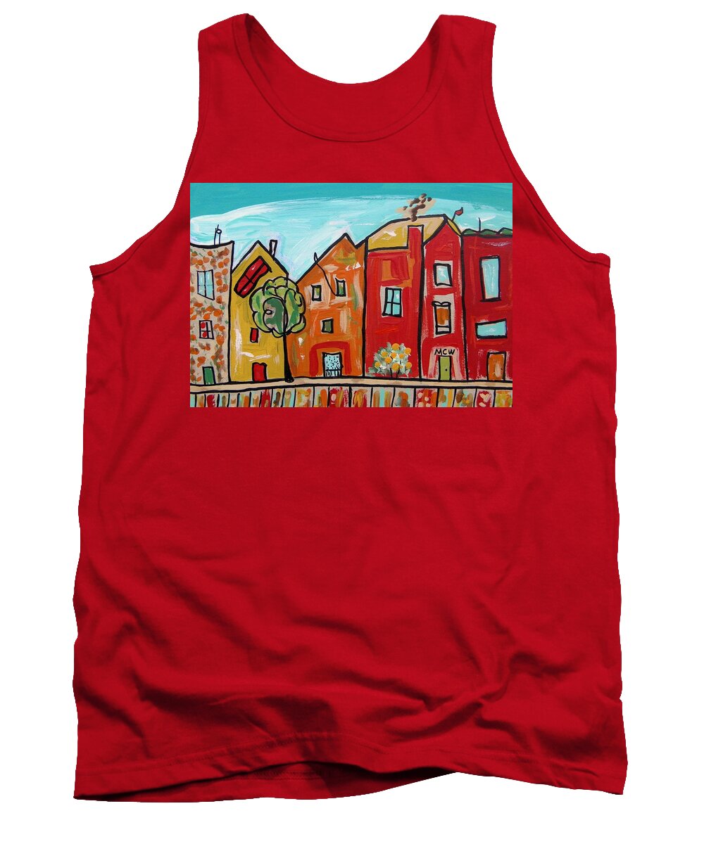 Acrylic Tank Top featuring the painting One House Has a Screen Door by Mary Carol Williams