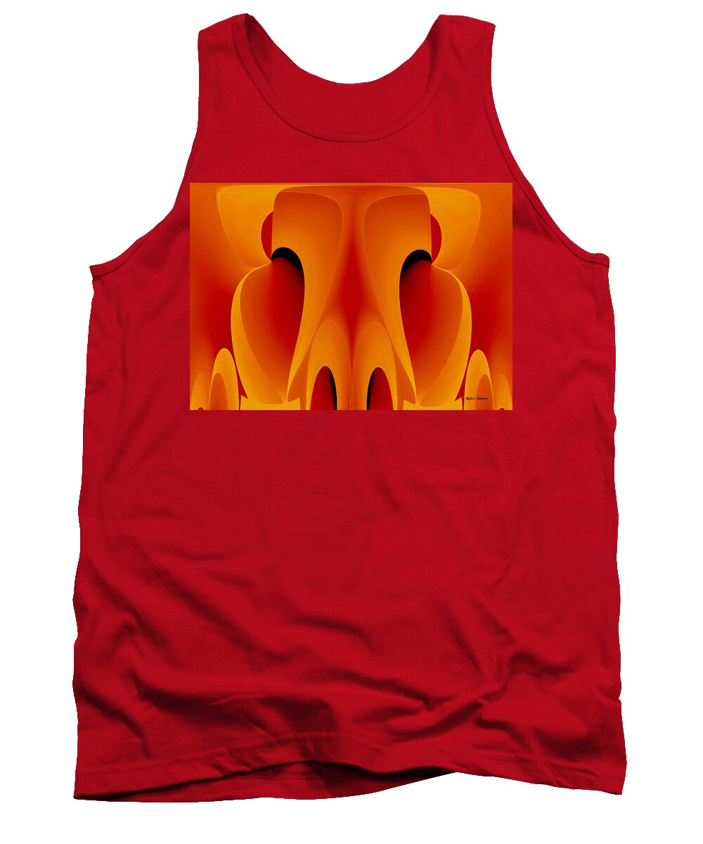 Mask Tank Top featuring the mixed media Orange Mask by Rafael Salazar