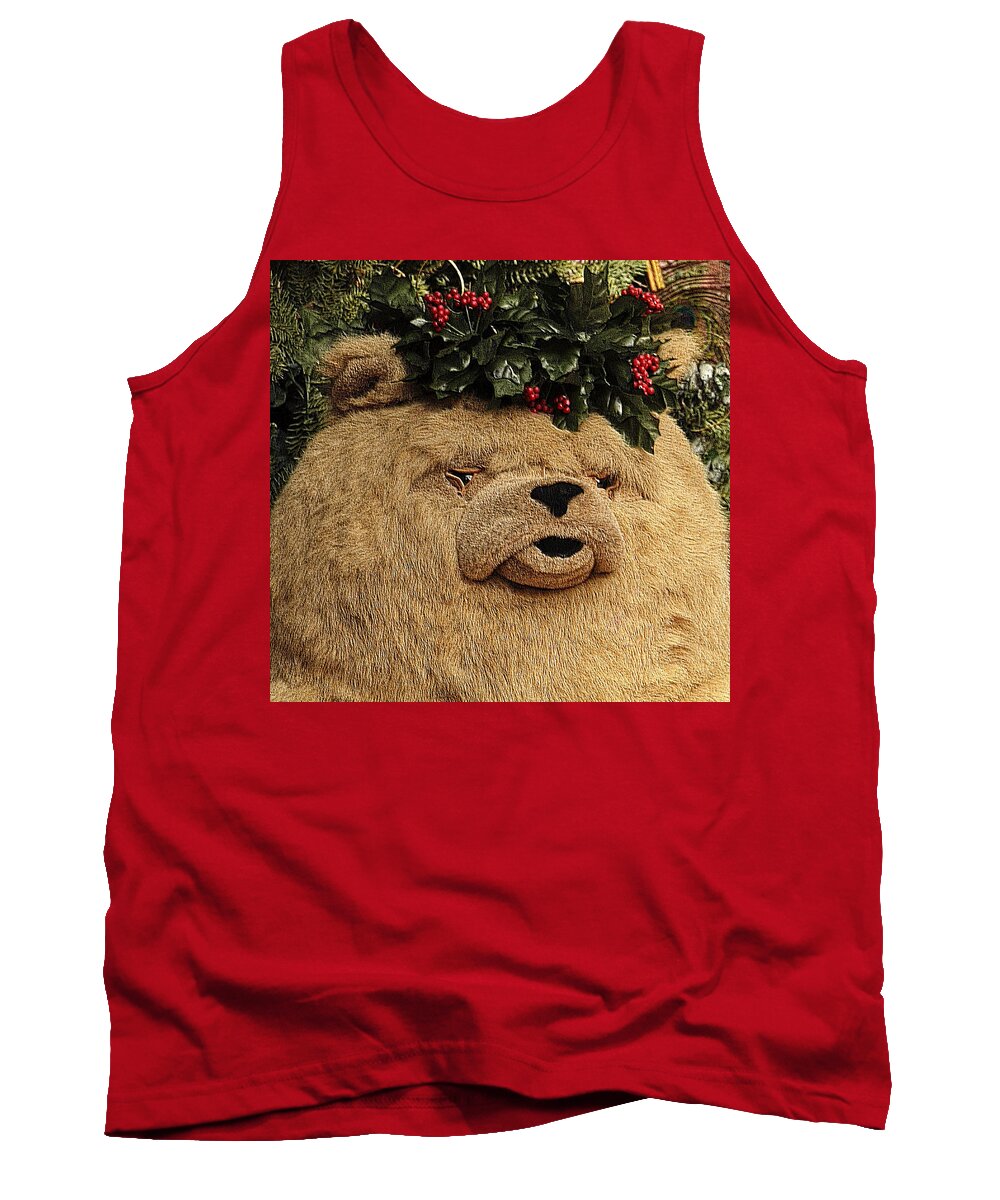 Christmas Tank Top featuring the photograph Papa Bear Gets Christmas Spirit by Nadalyn Larsen