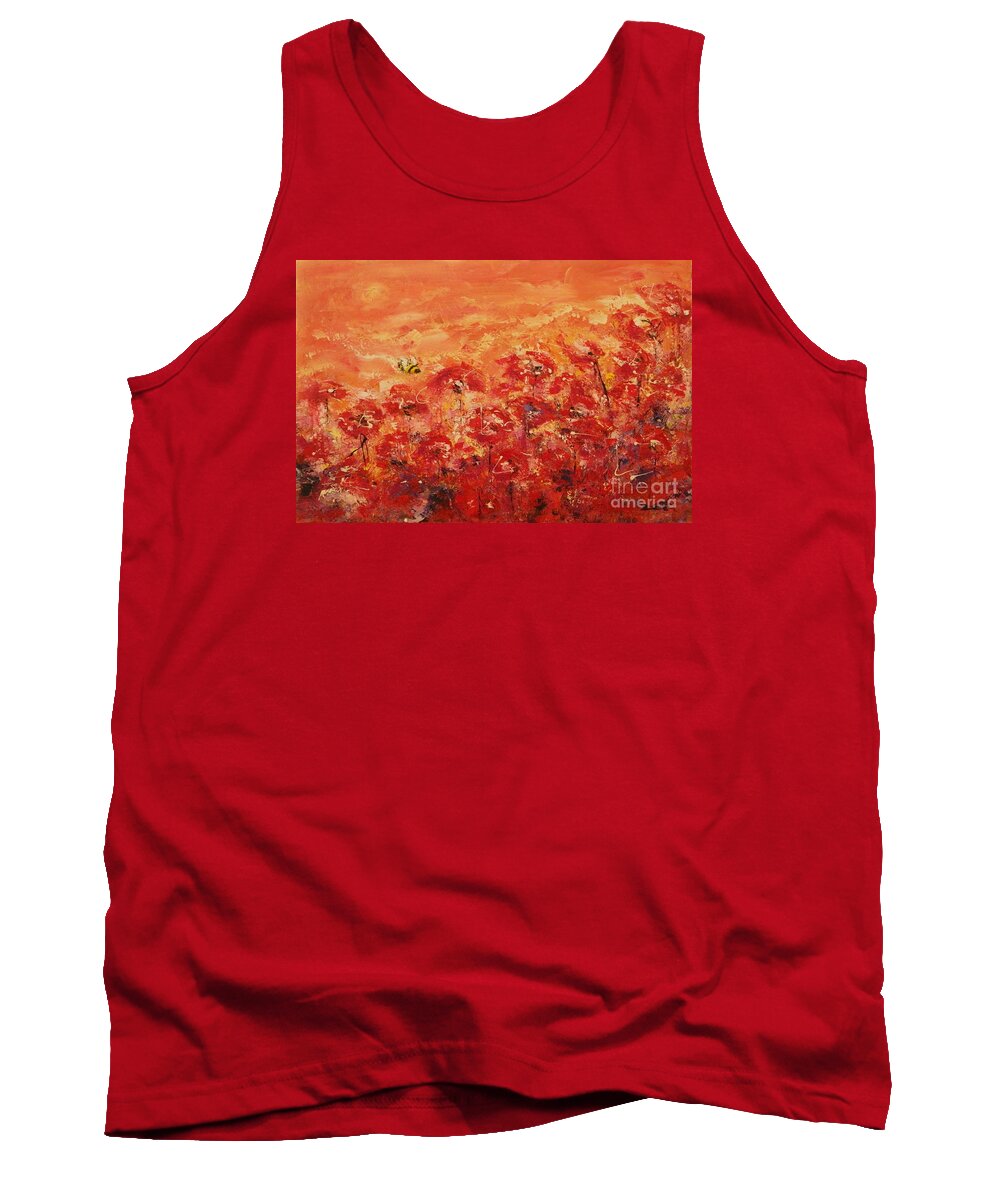 Poppy Tank Top featuring the painting Poppy Fly By by Dan Campbell