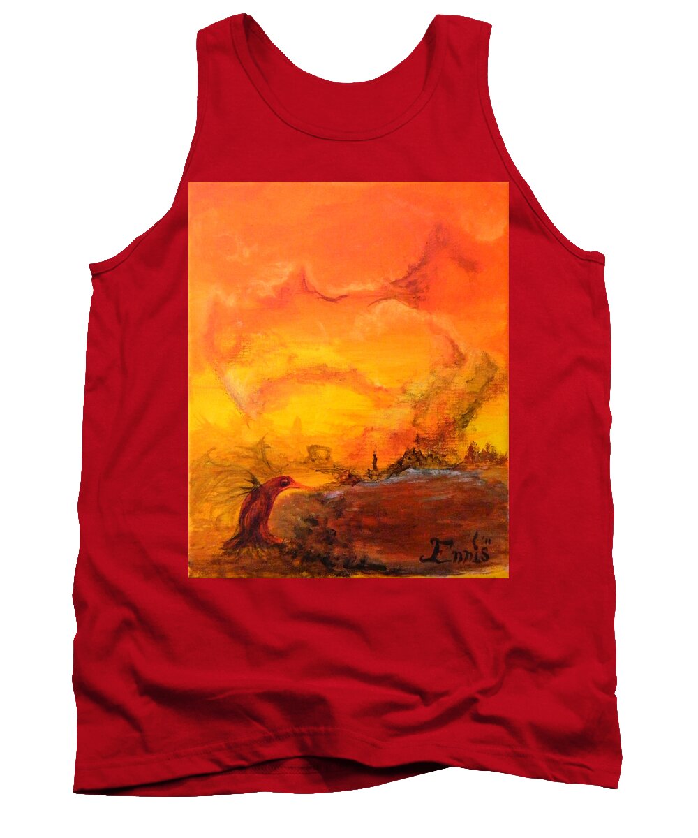Ennis Tank Top featuring the painting Post Nuclear Watering Hole by Christophe Ennis