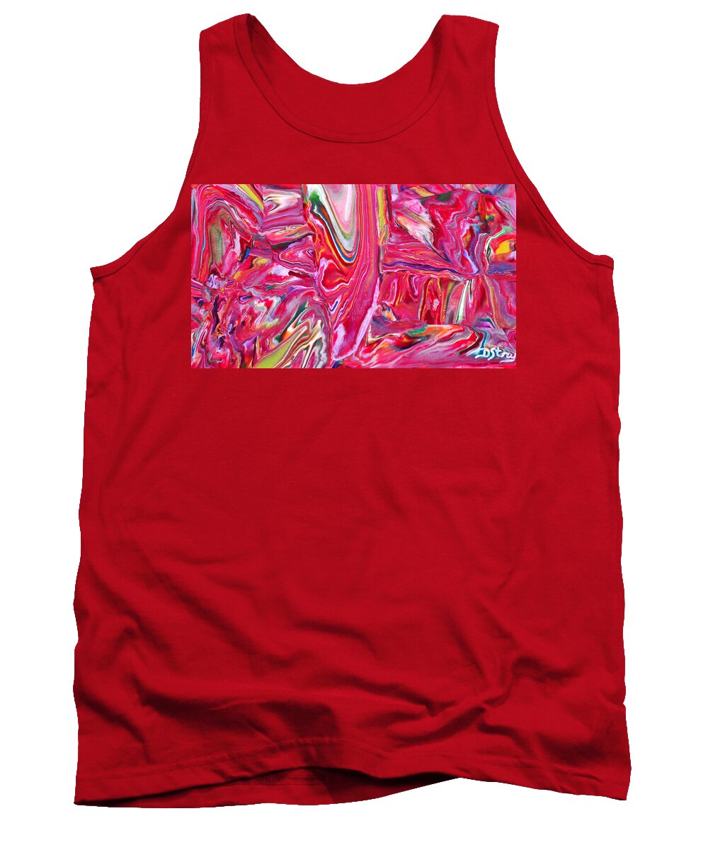 Abstract Tank Top featuring the mixed media Pretty in Pink by Deborah Stanley