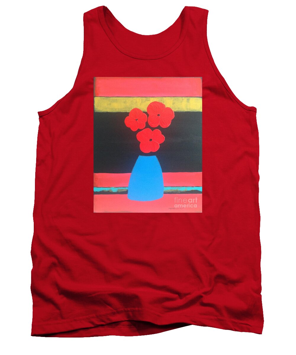 Red Tank Top featuring the painting Red Poppies by Monika Shepherdson