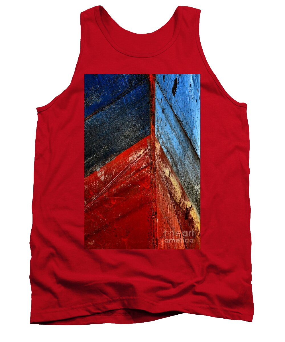 Abstract Tank Top featuring the photograph Rusty Red and Blue by Lauren Leigh Hunter Fine Art Photography