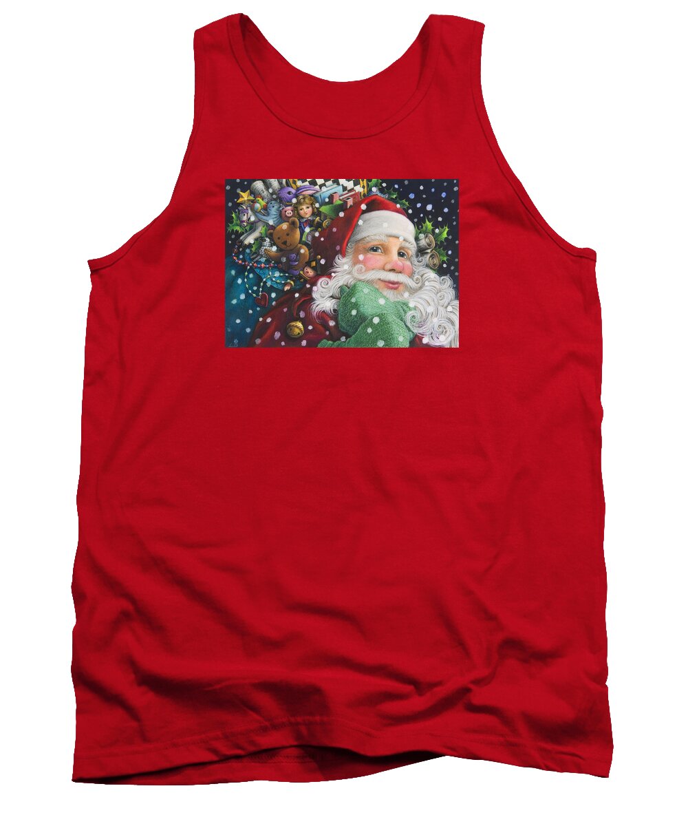 Santa Claus Tank Top featuring the painting Santa's Toys by Lynn Bywaters