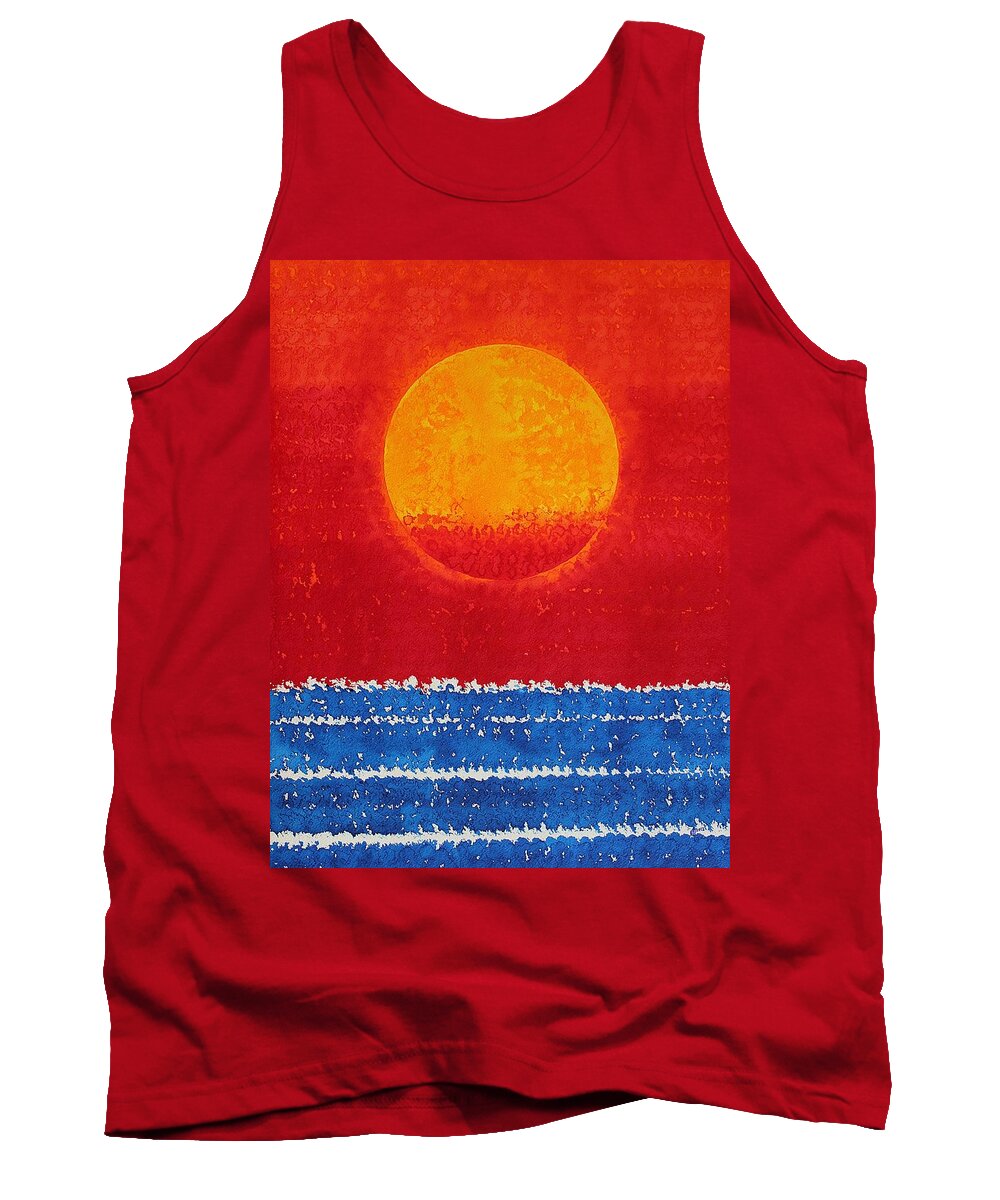 Sun Tank Top featuring the painting Solstice Sunrise original painting SOLD by Sol Luckman