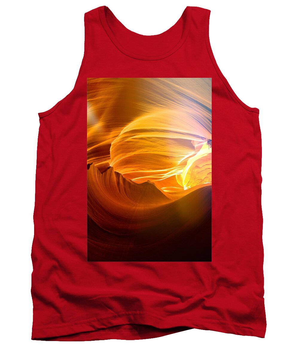 Antelope Canyon Tank Top featuring the photograph Somewhere in America series - Gold Colors in Antelope Canyon by Lilia S