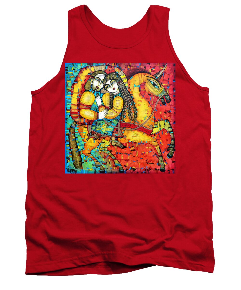 Albena Tank Top featuring the painting SONATA for two and unicorn by Albena Vatcheva