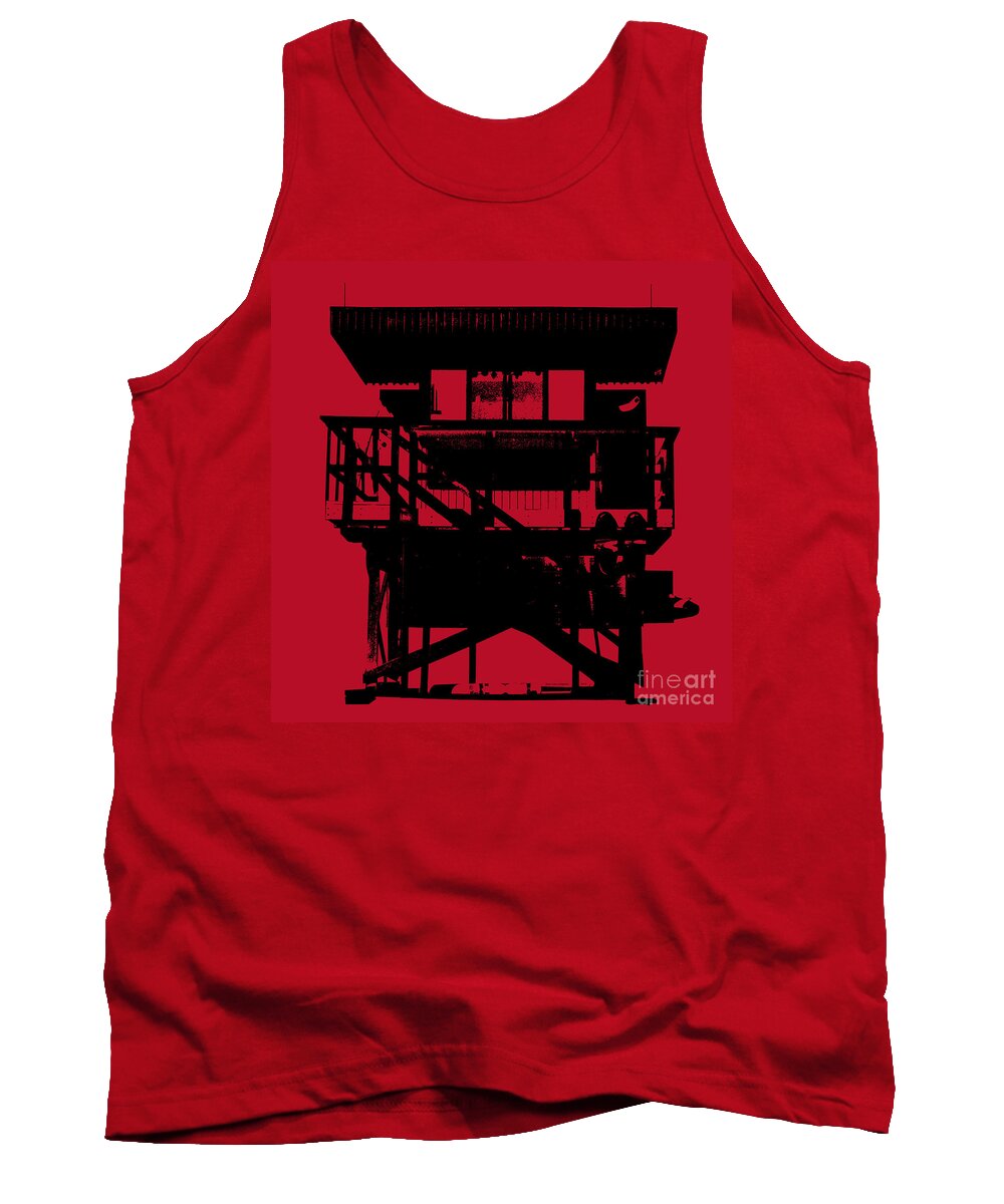 South Beach Tank Top featuring the digital art South beach lifeguard stand by Jean luc Comperat