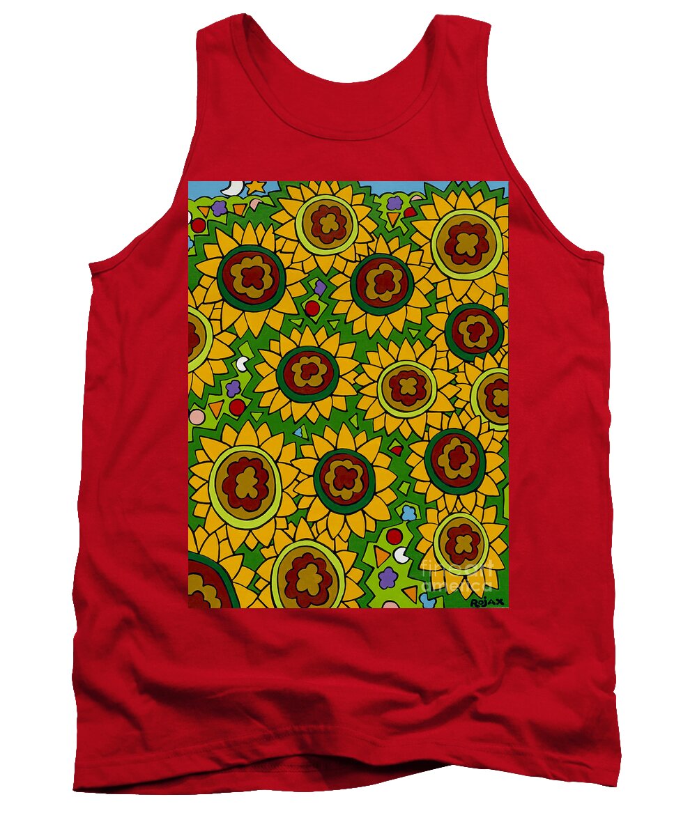 Sunflowers Tank Top featuring the painting Sunflowers 2 by Rojax Art