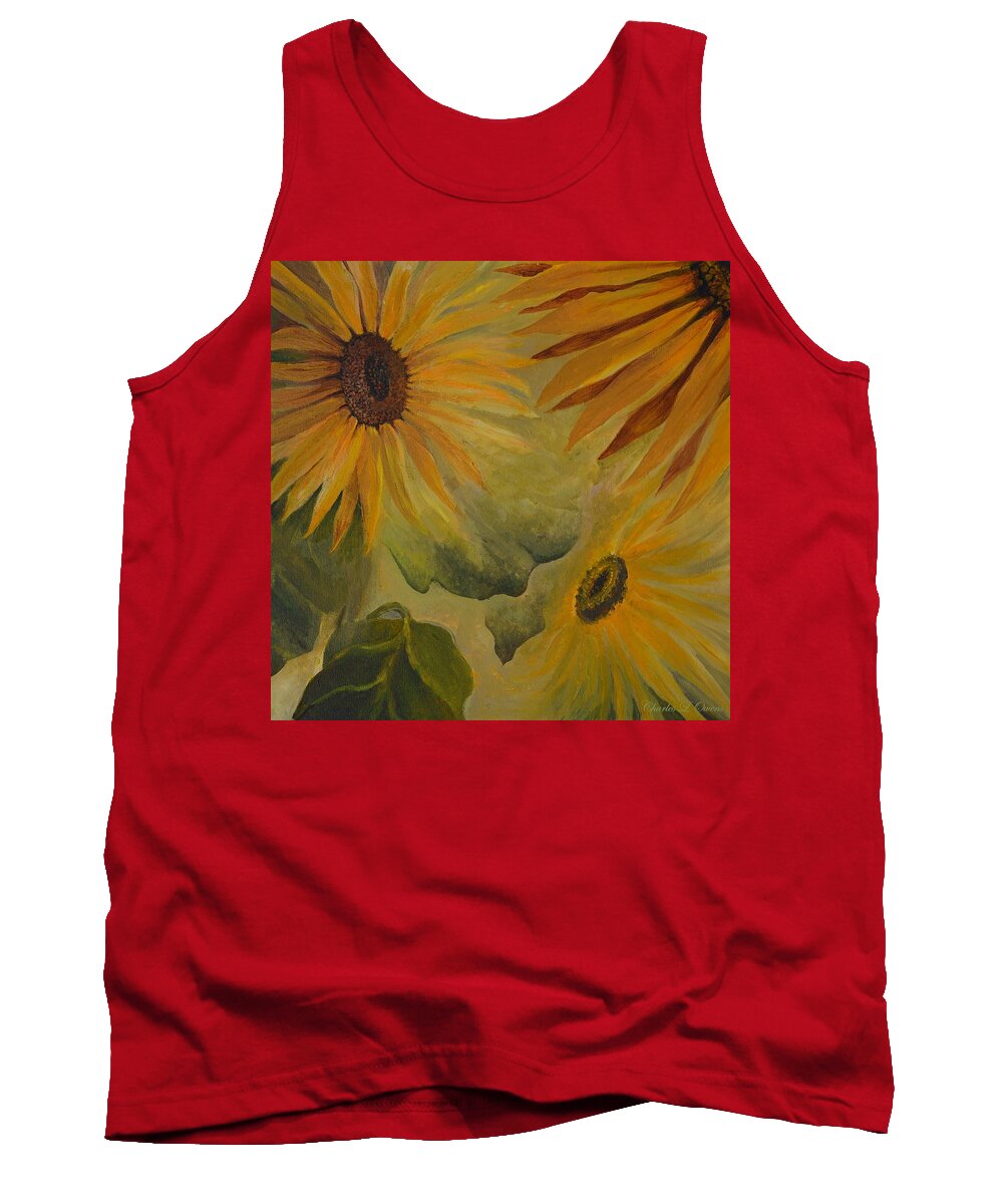 Sunflowers Tank Top featuring the painting Sunflowers by Charles Owens
