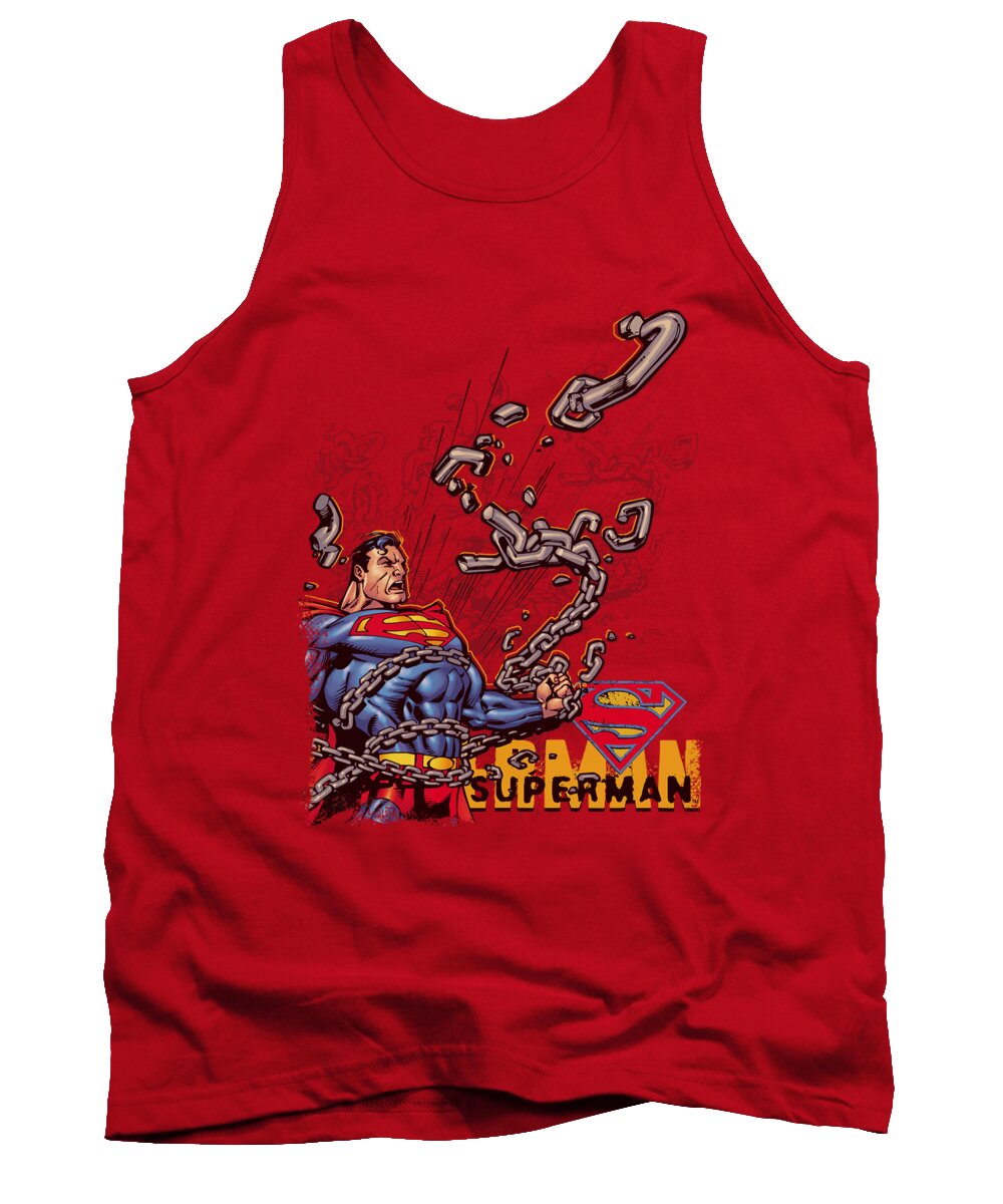 Superman Tank Top featuring the digital art Superman - Breaking Chains by Brand A