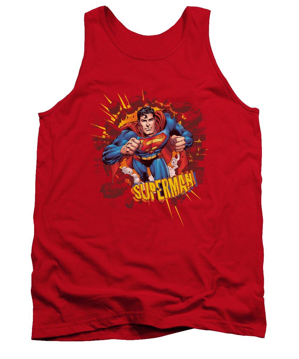 Superman Tank Top featuring the digital art Superman - Sorry About The Wall by Brand A