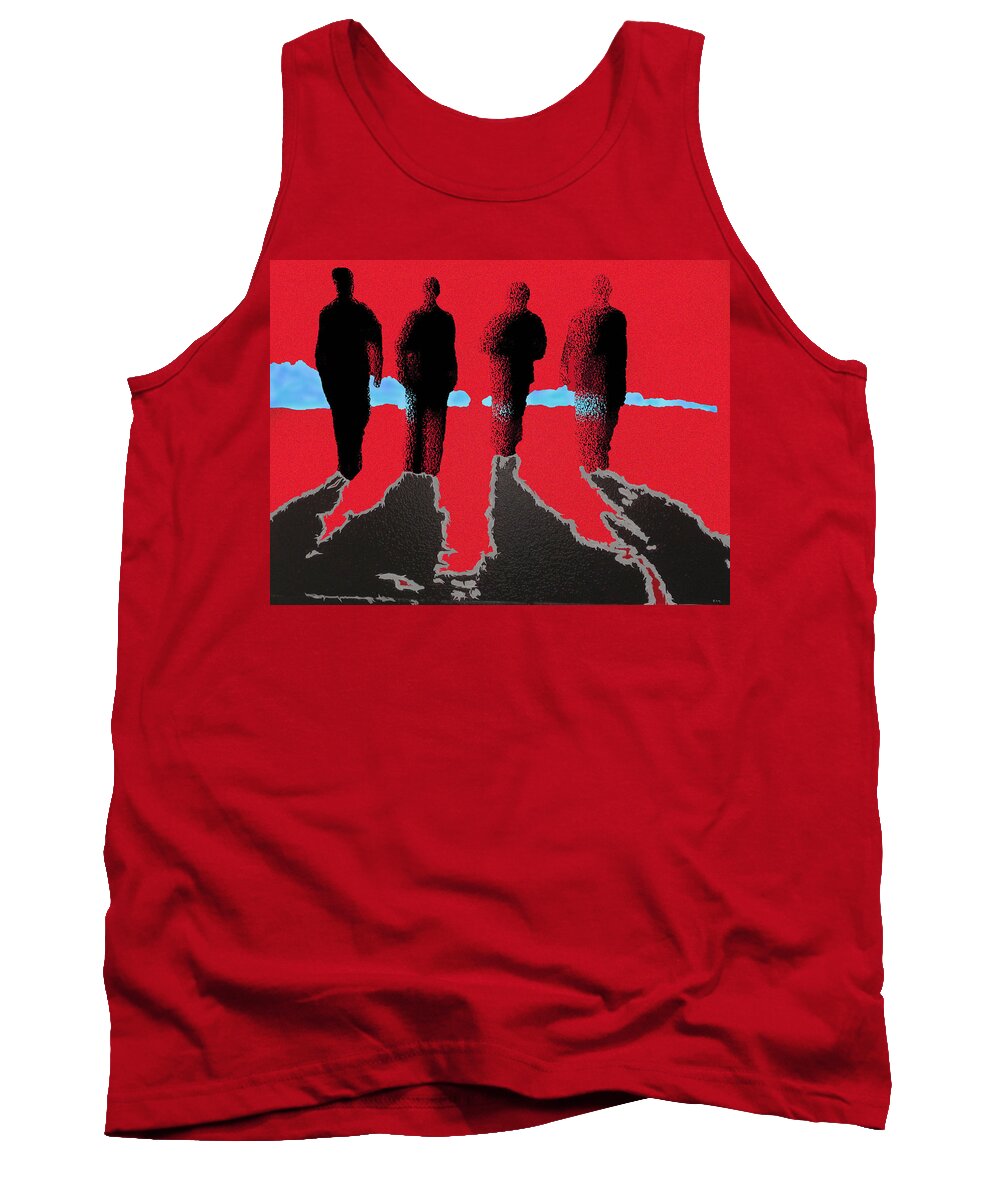 Four Friends Walking Tank Top featuring the painting The Boys Awalking by Robert Margetts