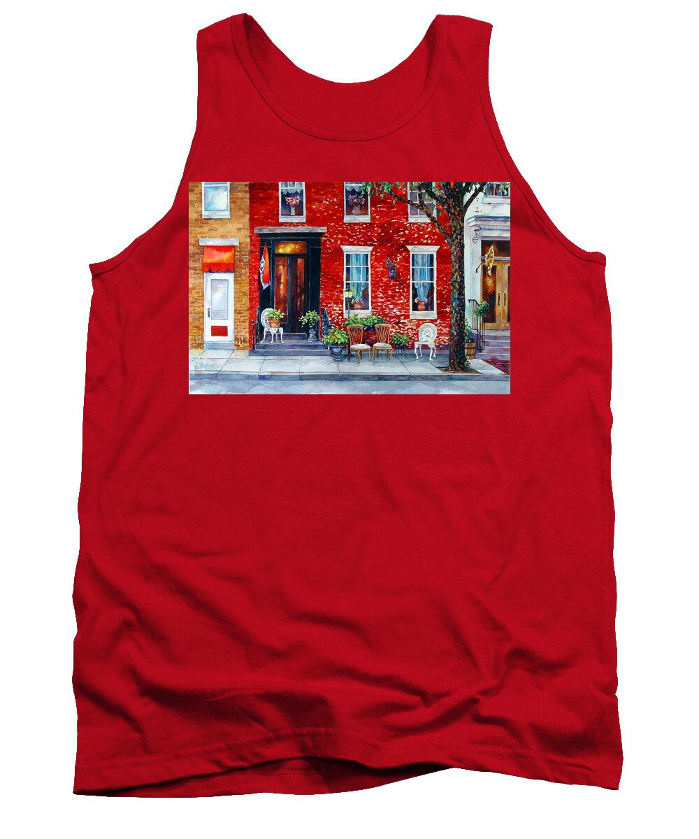 Watercolor Tank Top featuring the painting The Empty Chairs by Mick Williams