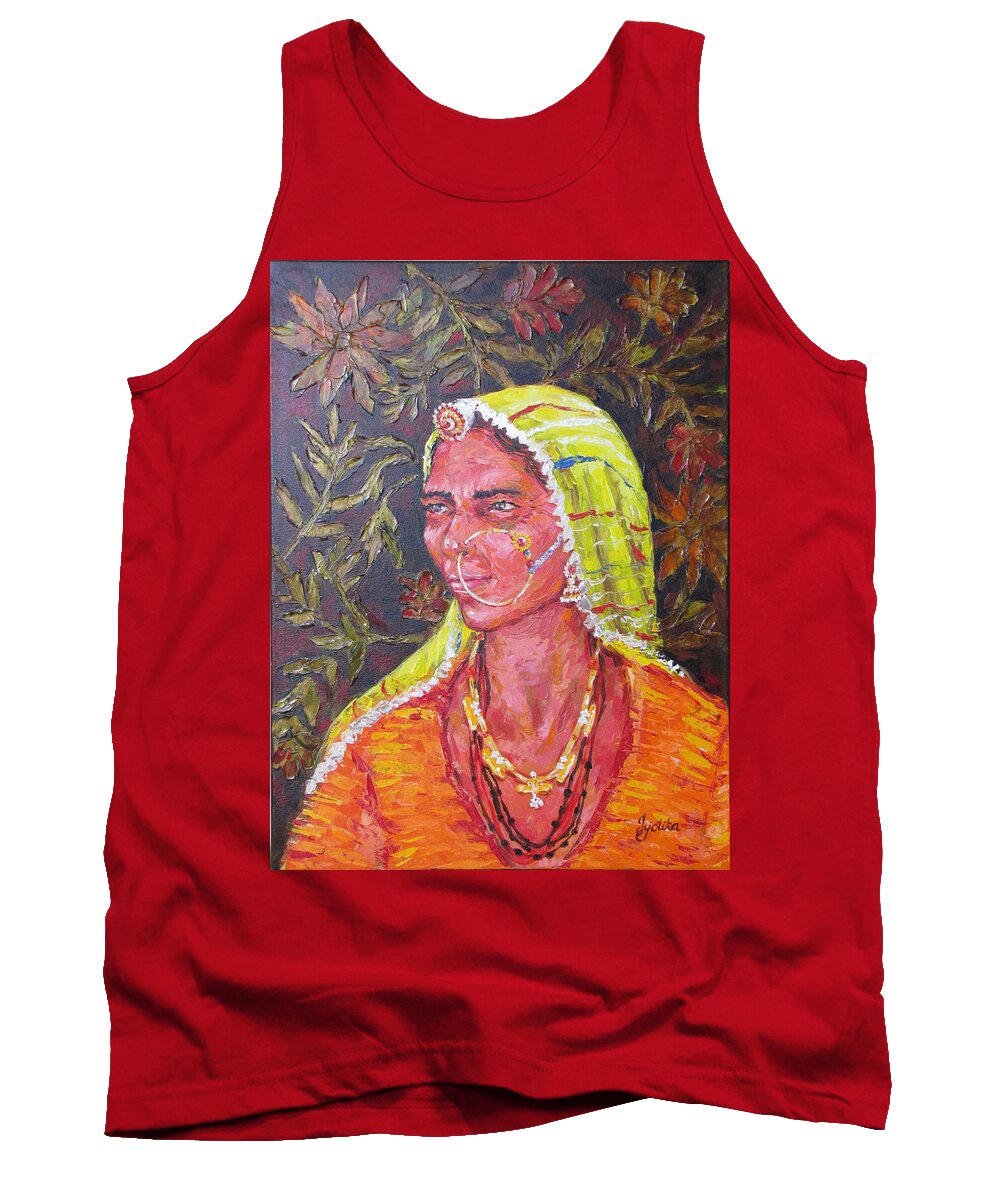 Tribal Woman Tank Top featuring the painting The Tribal Woman by Jyotika Shroff