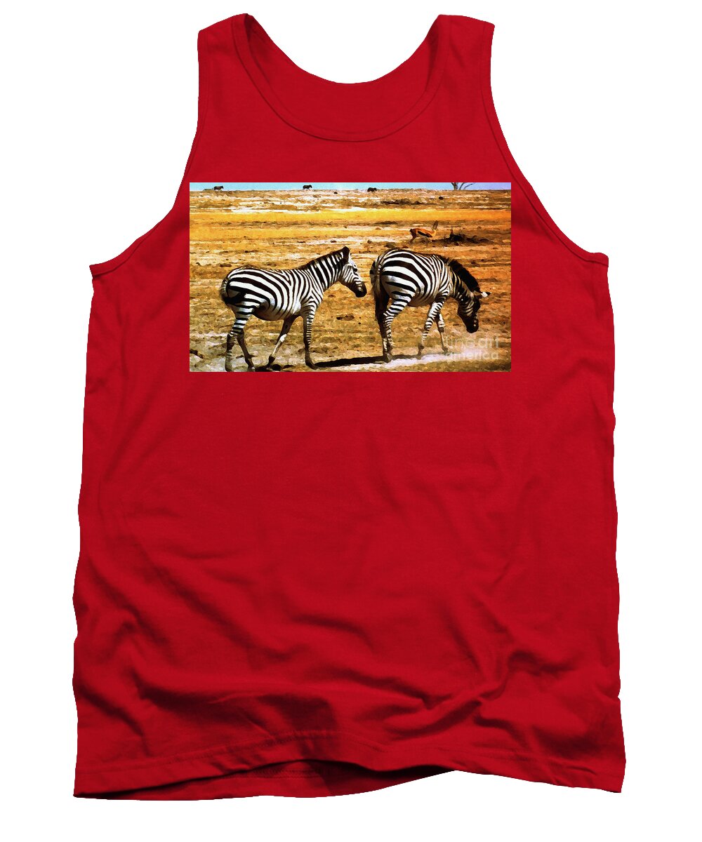Zebra Tank Top featuring the photograph The Tired Zebras by Lydia Holly