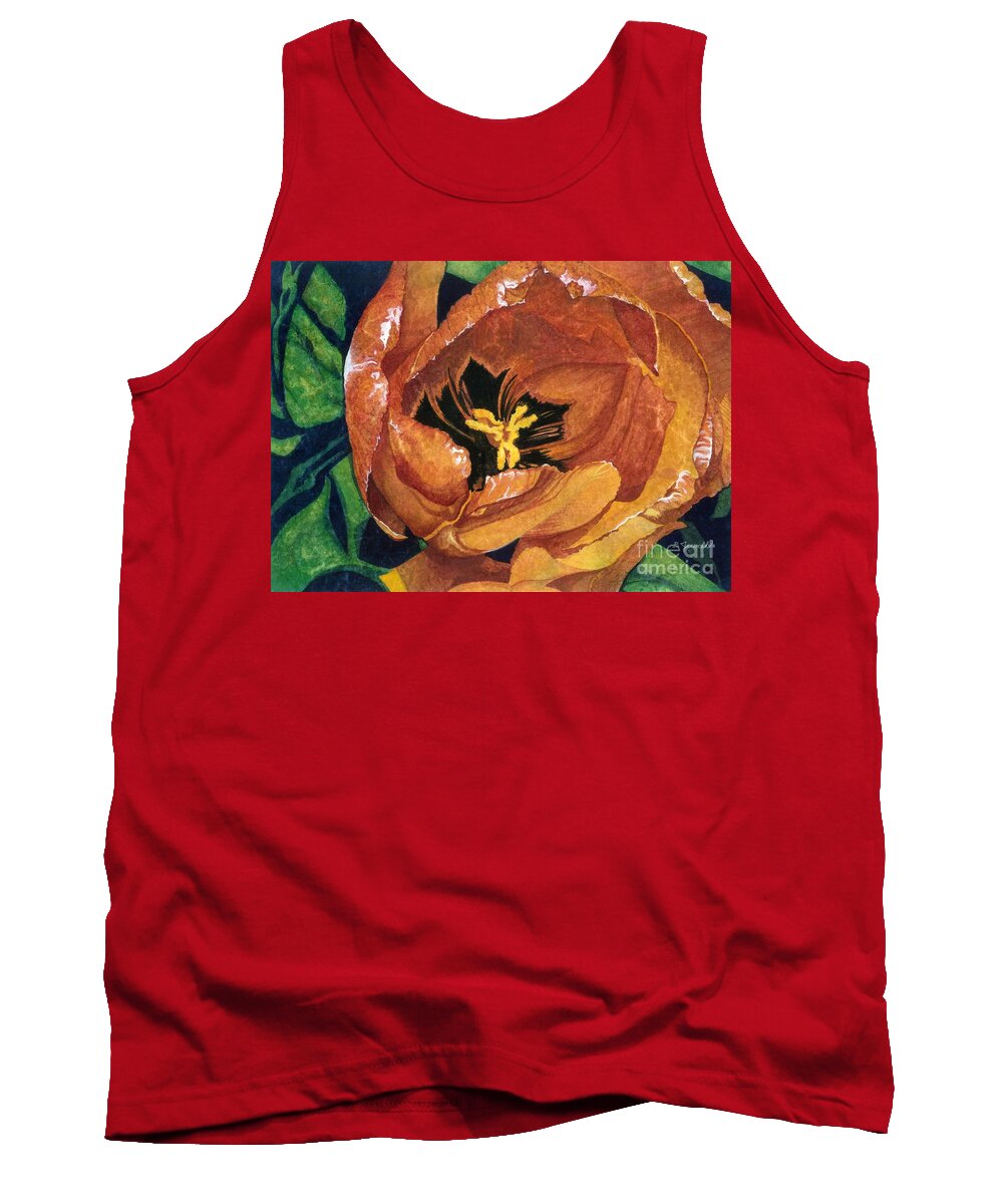 Flower Tank Top featuring the painting Tulip Swirl by Barbara Jewell