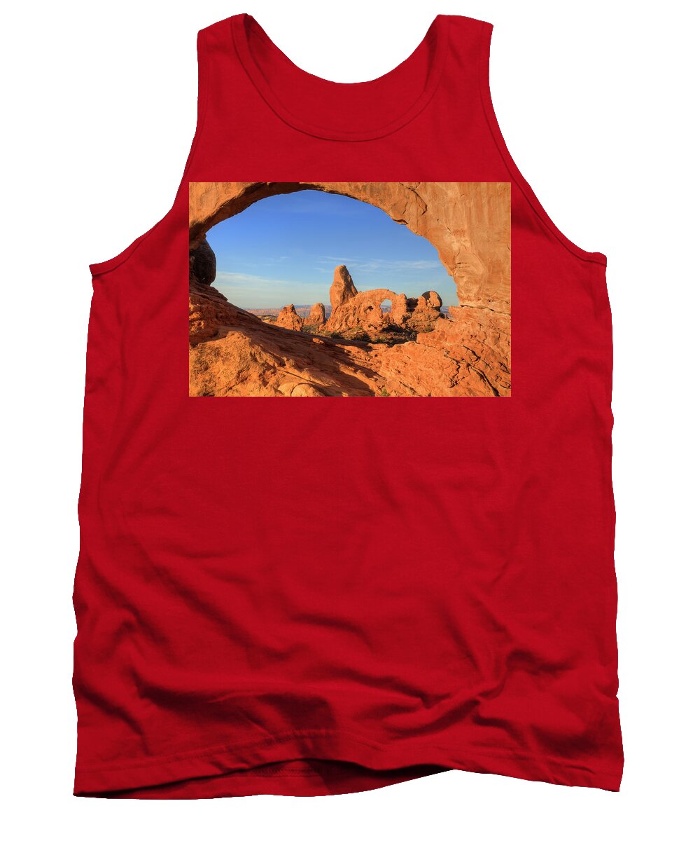 Rock Tank Top featuring the photograph Turret Arch through North Window by Alan Vance Ley
