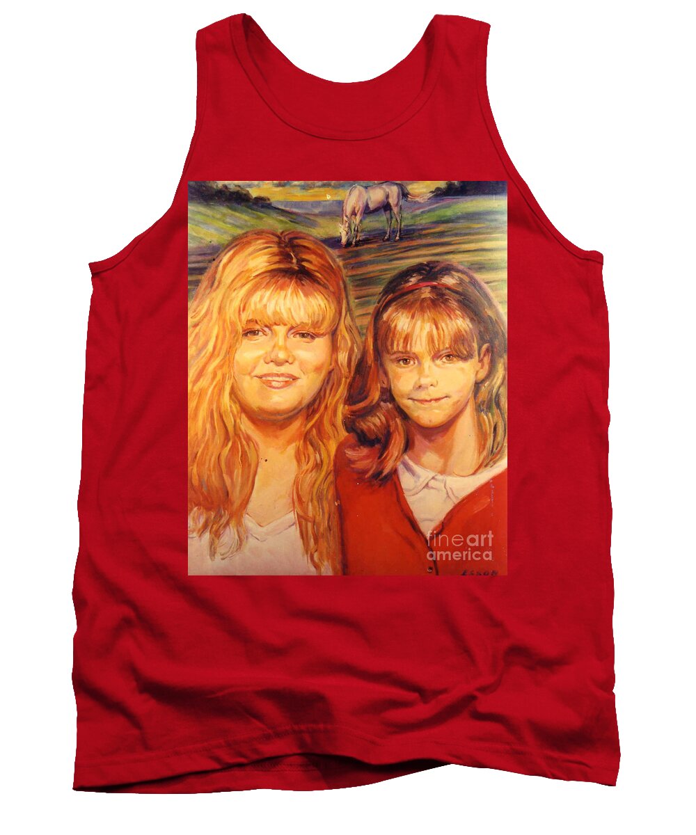 Portrait Tank Top featuring the painting Two Sisters by Stan Esson
