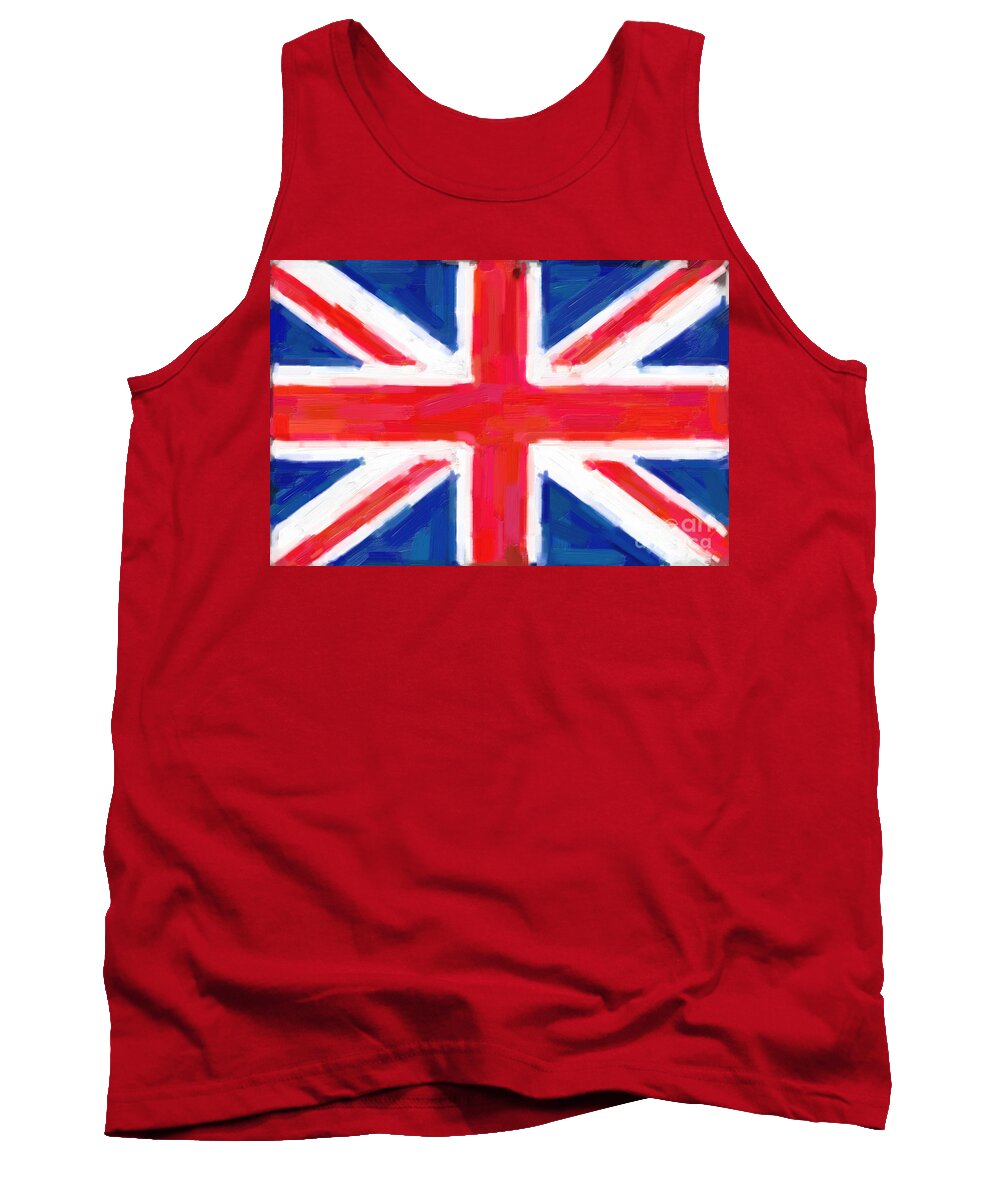 Abstract Tank Top featuring the digital art Union Jack Flag Painting by Antony McAulay