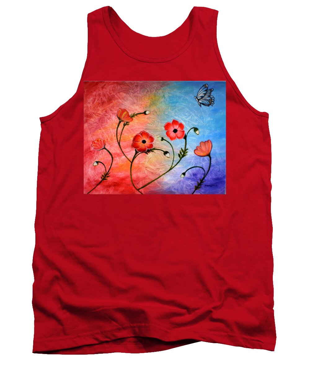 Poppies Tank Top featuring the painting Vibrant Poppies by Manjiri Kanvinde