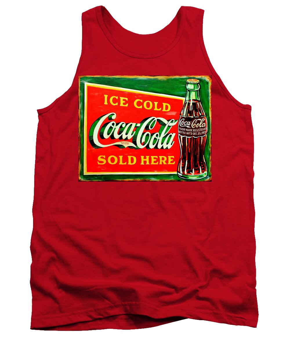 Signs Tank Top featuring the painting Vintage Coca-Cola Sign by Karl Wagner