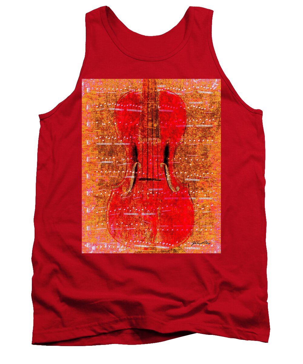 Classical Music Tank Top featuring the digital art Viola Red by John Vincent Palozzi