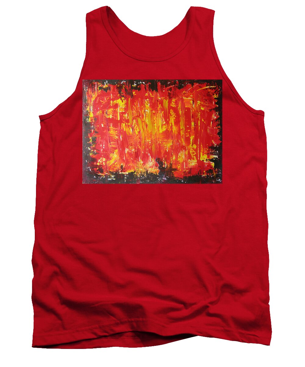 Acryl Painting - Abstract Tank Top featuring the painting W6 - firemaker by KUNST MIT HERZ Art with heart