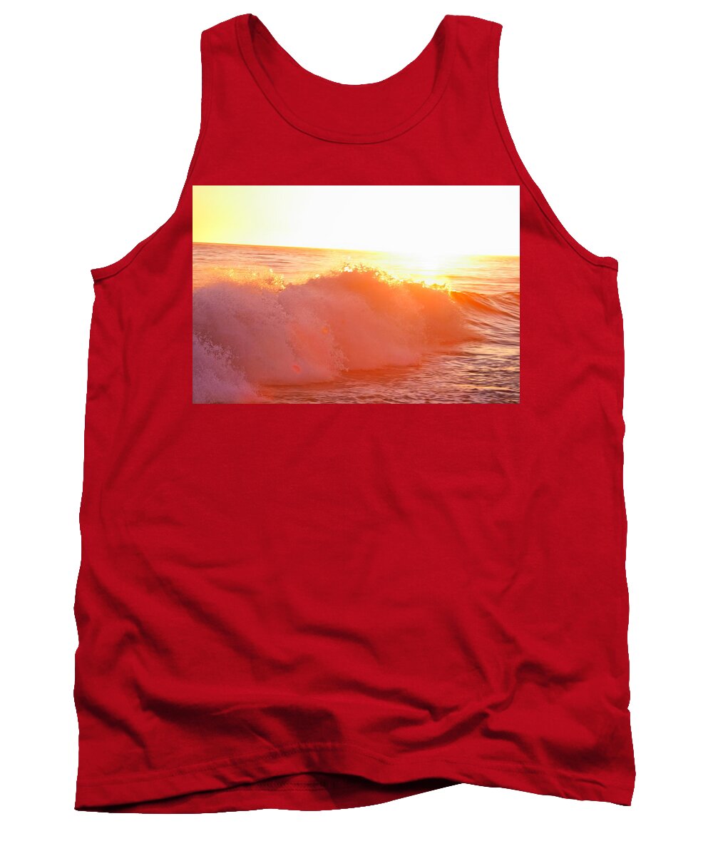 Waves Tank Top featuring the photograph Waves in Sunset by Alexander Fedin