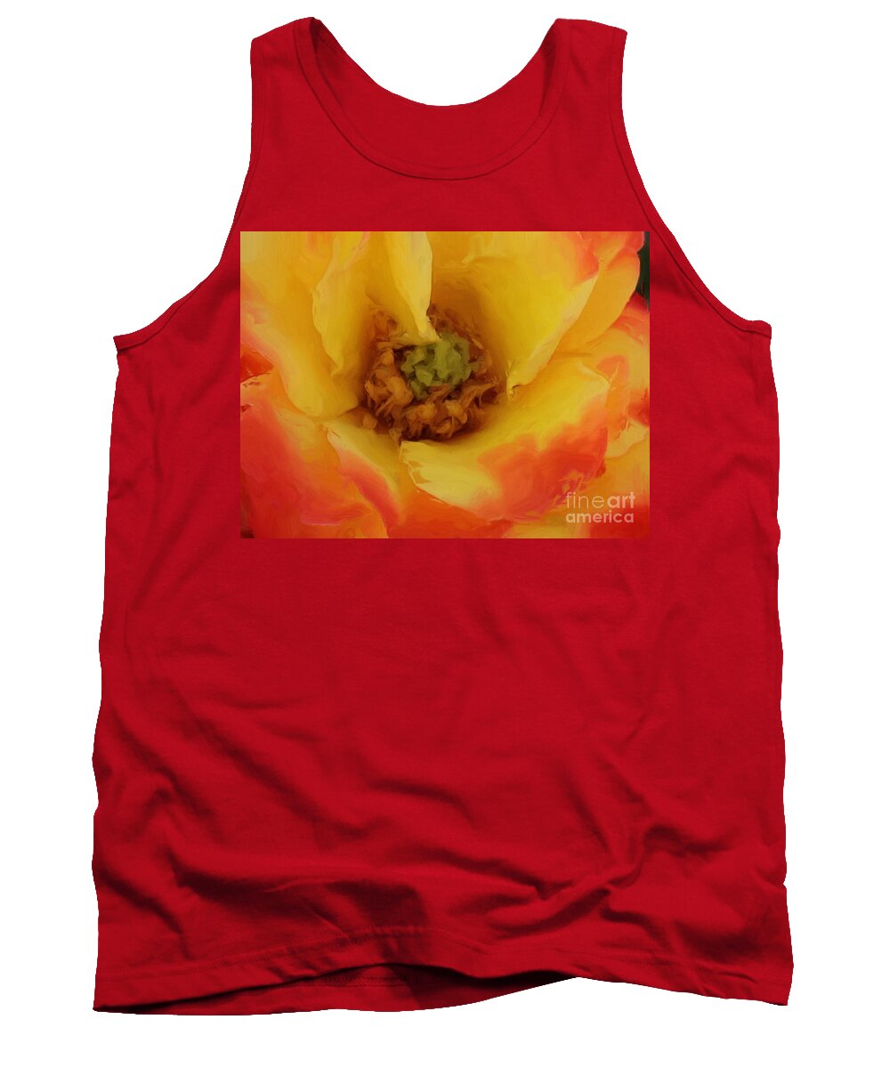 Yellow Tank Top featuring the painting Yellow and Orange Rose by Jacklyn Duryea Fraizer