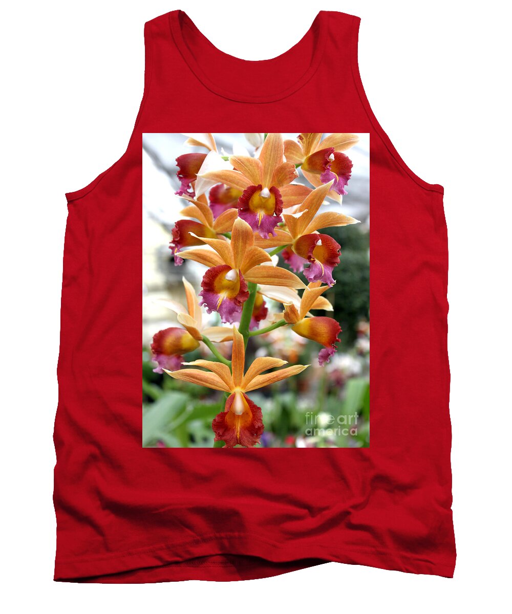 Orchid Tank Top featuring the photograph Orange Orchids by Debbie Hart