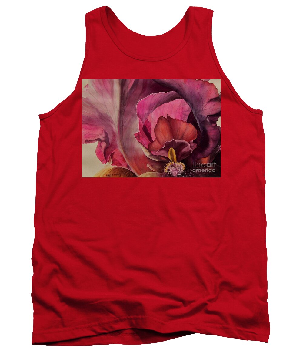 Watercolor Tank Top featuring the painting Red Explosion  sold #1 by Sandy Brindle