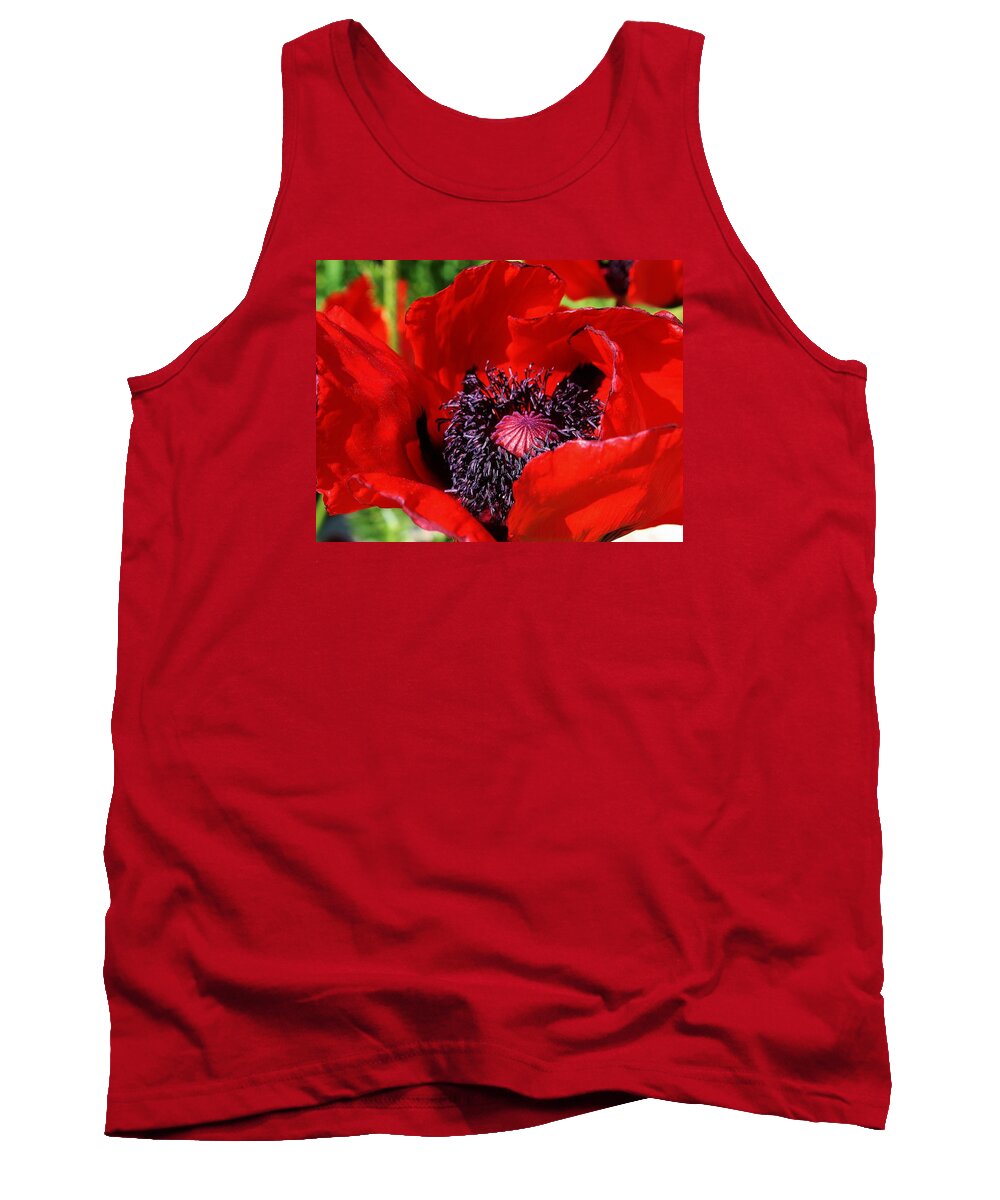 Flora Tank Top featuring the photograph Red Poppy Close Up by Bruce Bley